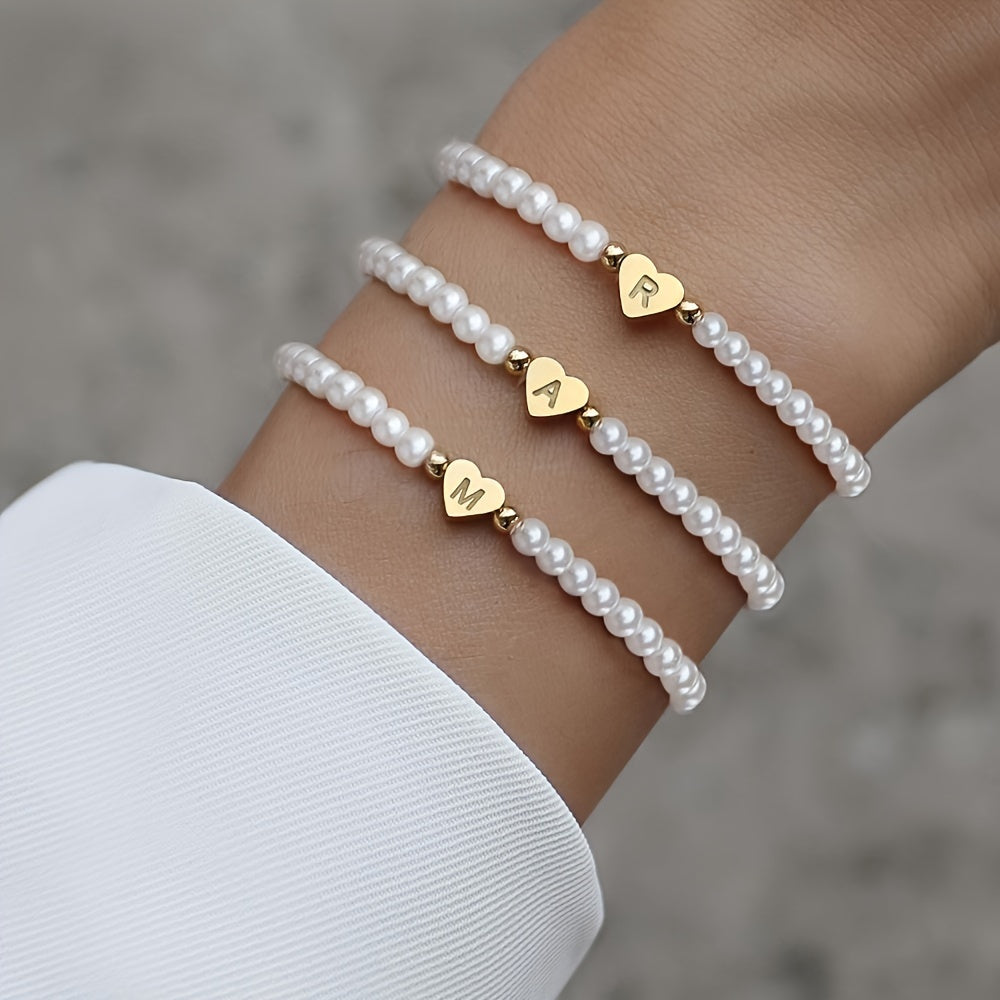Chic A-Z Heart Initial Bracelet