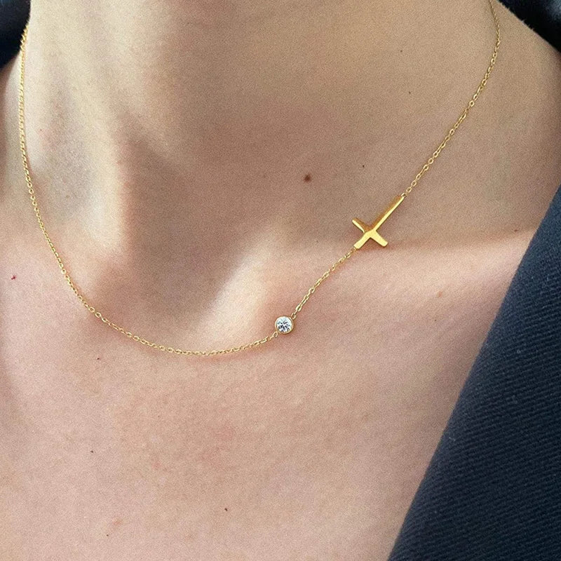 Radiant Sideways Cross Necklace