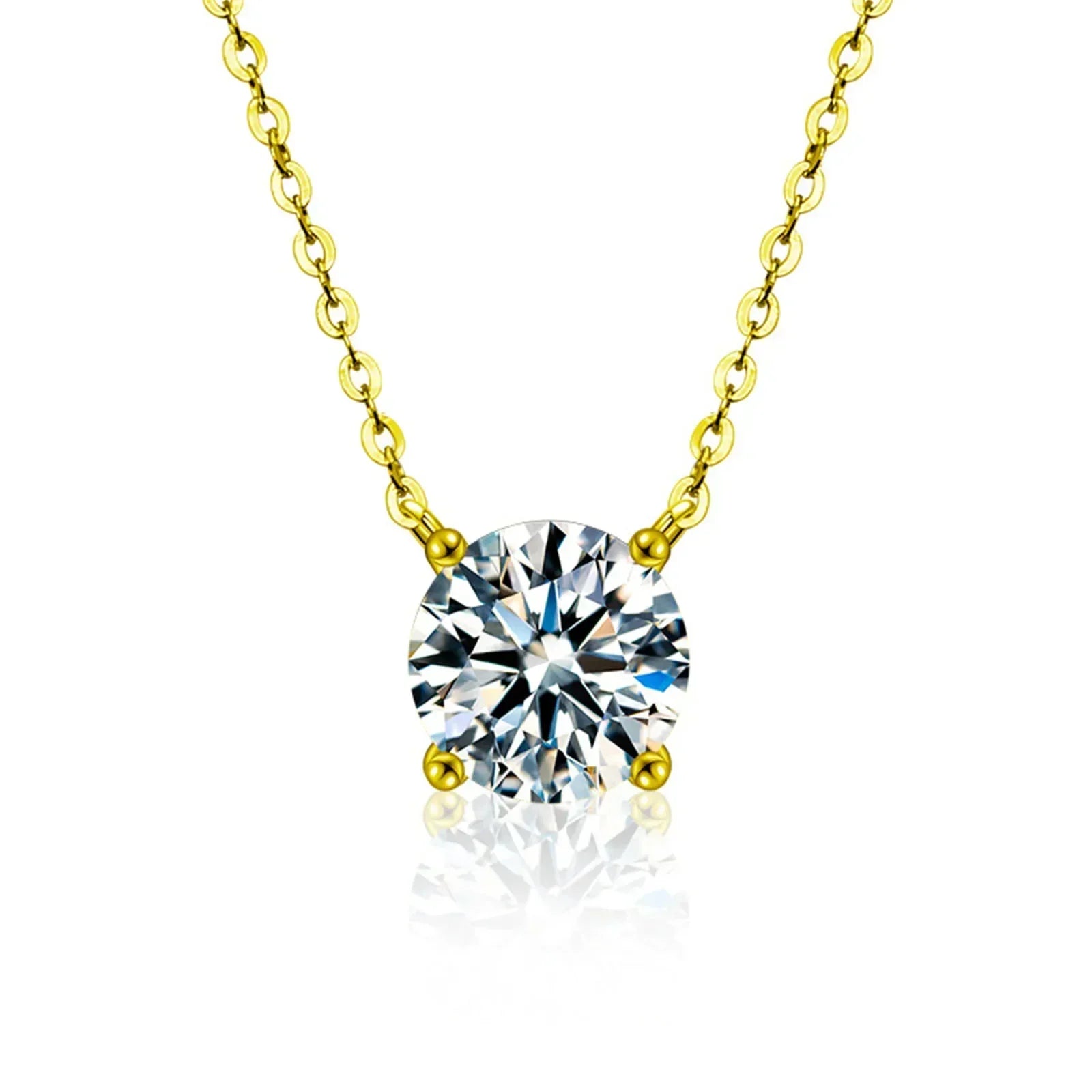Sterling Silver 18K Gold Plated Zircon Necklace