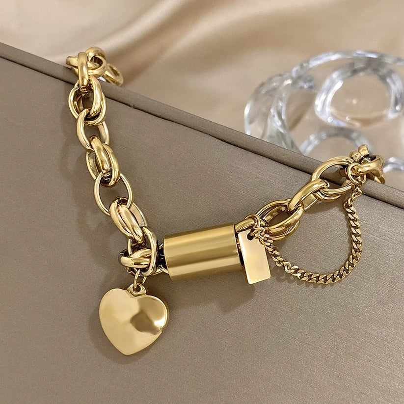 Timeless Gold Heartened Chunky Bracelet