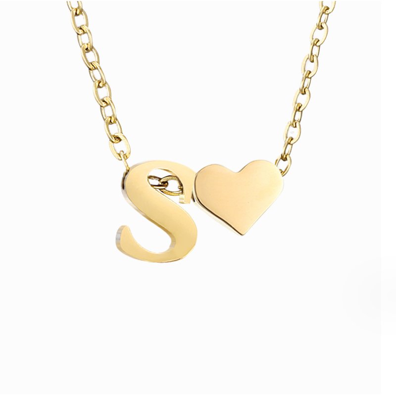 Timeless Initial Necklace with Heart Charm