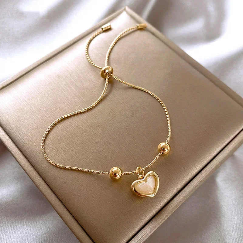 Gold Plated Opal Peach Heart Bracelet