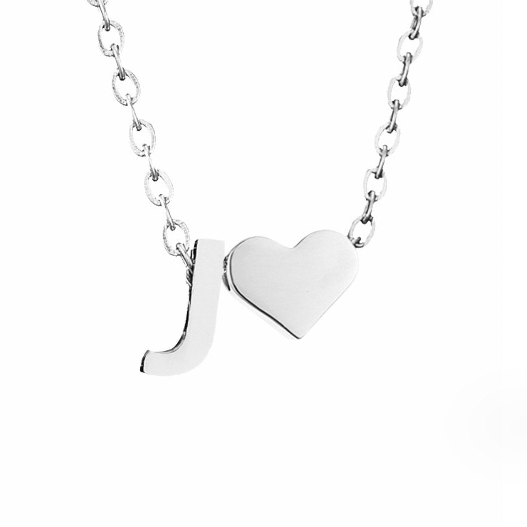 Timeless Initial Necklace with Heart Charm
